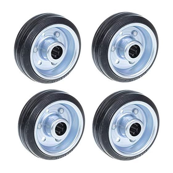 80mm 3" musta kumipyörä, jossa on puristettu teräskeskiö 70kg - 4 kpl:n sarja.