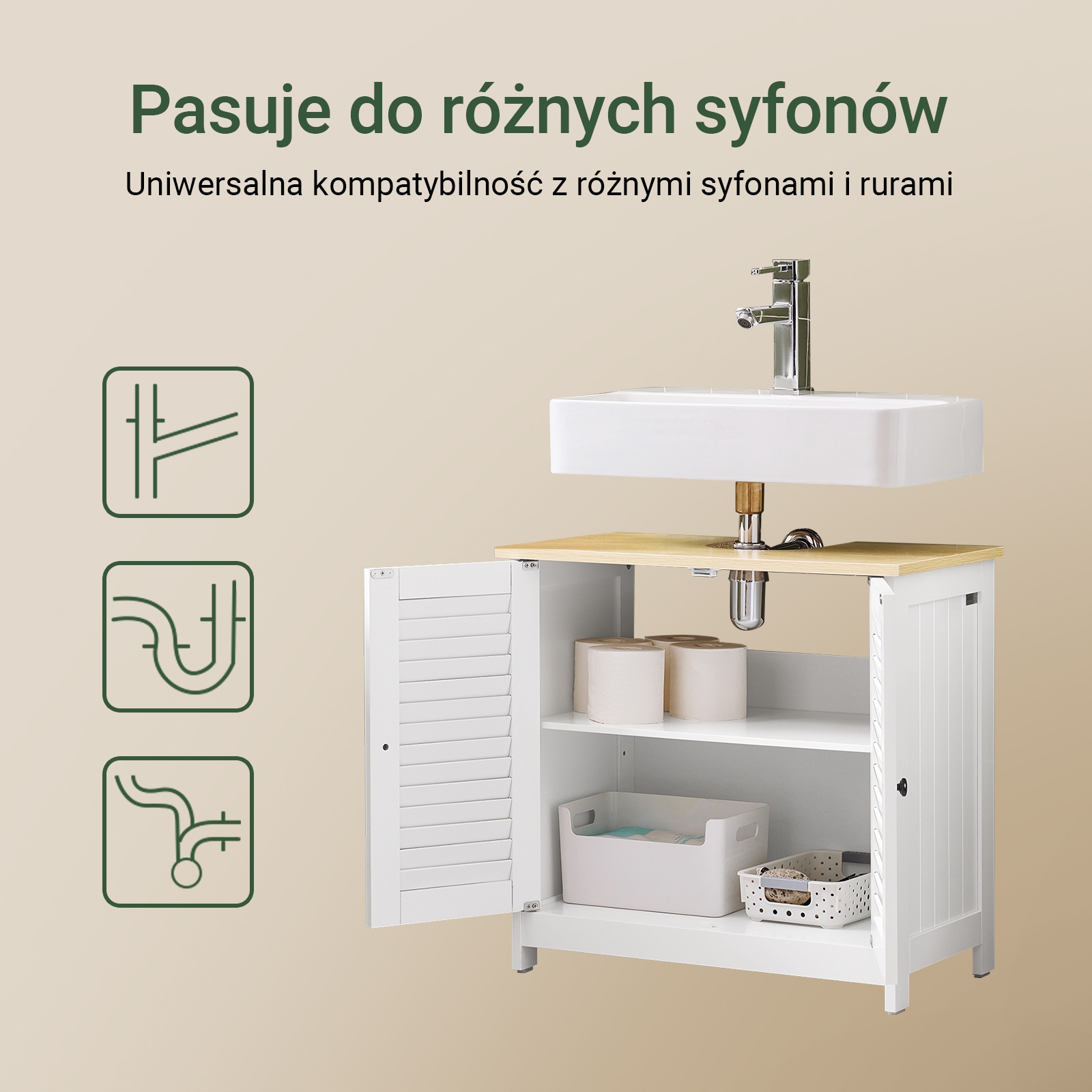 SoBuy Allaskaappi 2-ovinen ekologinen valkoinen puukuitulevystä FRG237-WN