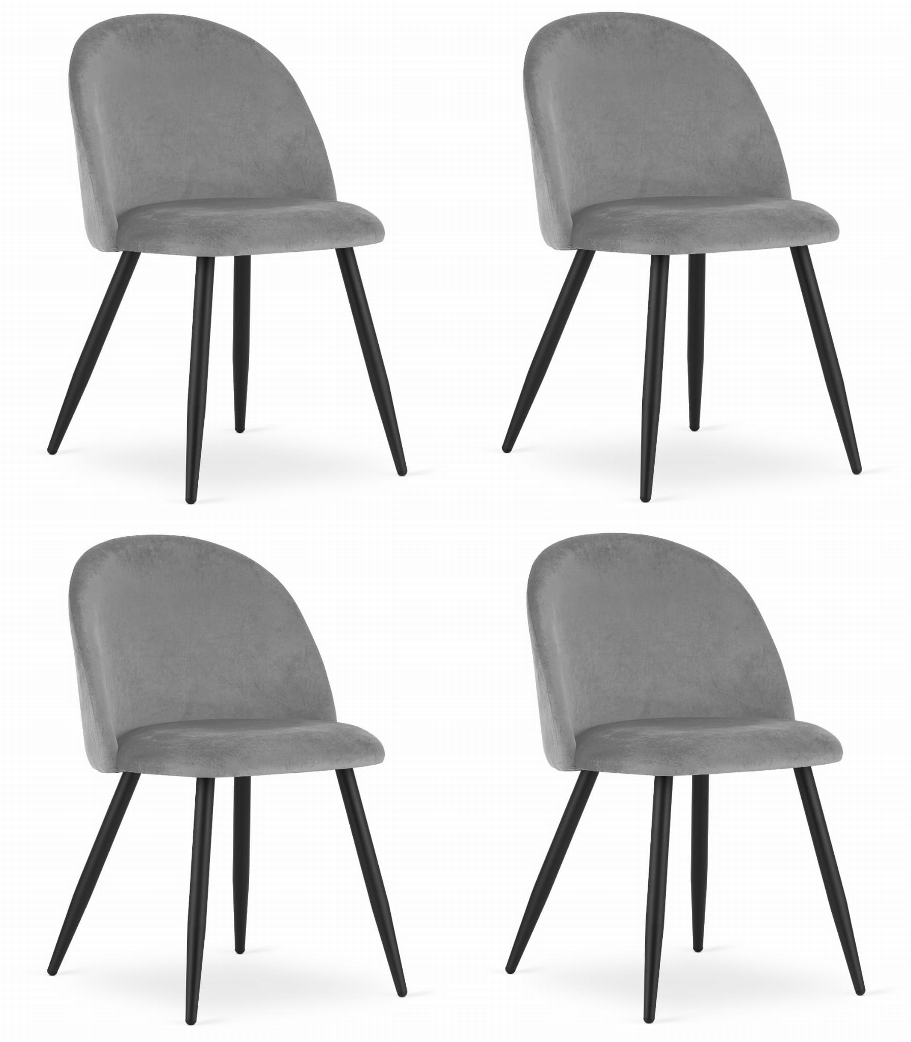 BELLO-tuoli, vaalea harmaa sametti, mustat jalat (4 kpl)
