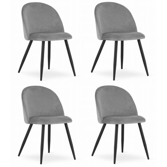 BELLO-tuoli, vaalea harmaa sametti, mustat jalat (4 kpl)