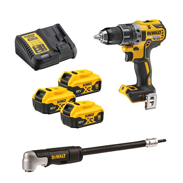 DeWalt DCD791P3A XR 18V -Akkuporakone 3x 5,0 Ah + Kulmapää