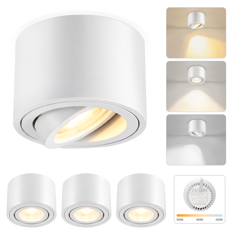 LED-kohdevalaisin, pyöreä alasvalo, 3000K-6500K, himmennettävä makuuhuoneeseen