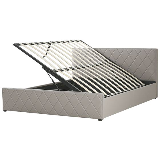 Sänky säilytystilalla keinonahka ROCHEFORT 180 x 200 cm Ruskeanharmaa