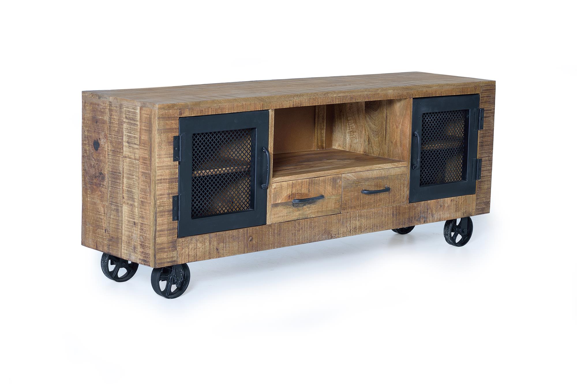 Televisiokaappi mangopuusta ja luonnonmetallista