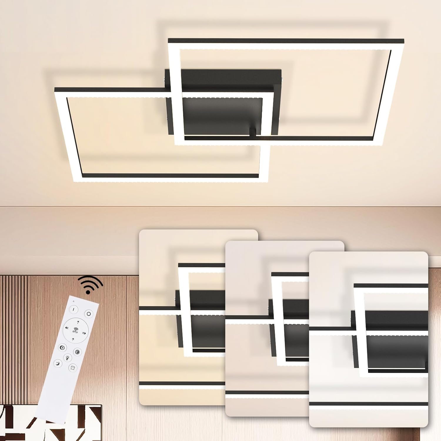 NETTLIFE LED - kattovalaisin, olohuoneen Kattovalaisin - olohuoneen, lamppu Keittiön, lamppu, himmennettävä, 52W, musta