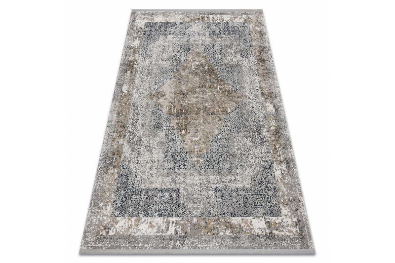 Matto moderni TULS 51323 Vintage, rosetti, kehyskuviolla väri norsunluu / harmaa 80x150 cm