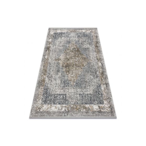 Matto moderni TULS 51323 Vintage, rosetti, kehyskuviolla väri norsunluu / harmaa 80x150 cm