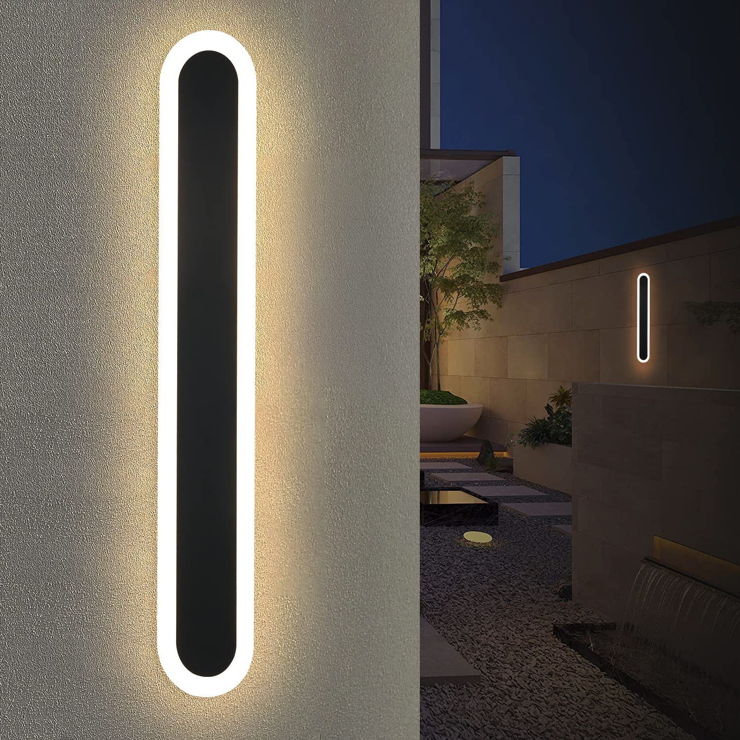 ZMH moderni musta vedenpitävä ulkokäyttöön tarkoitettu LED-seinävalaisin