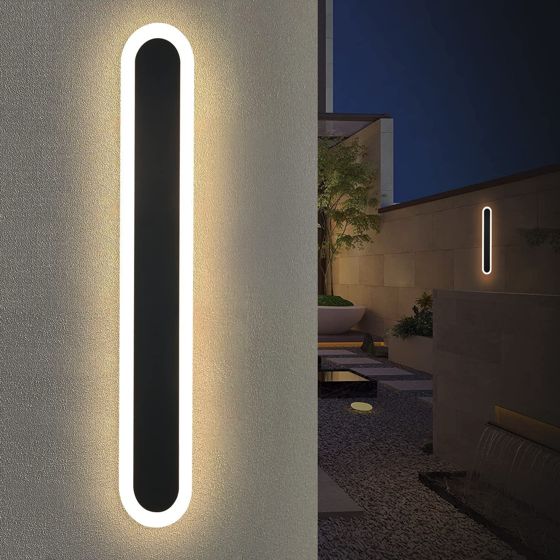 ZMH moderni musta vedenpitävä ulkokäyttöön tarkoitettu LED-seinävalaisin