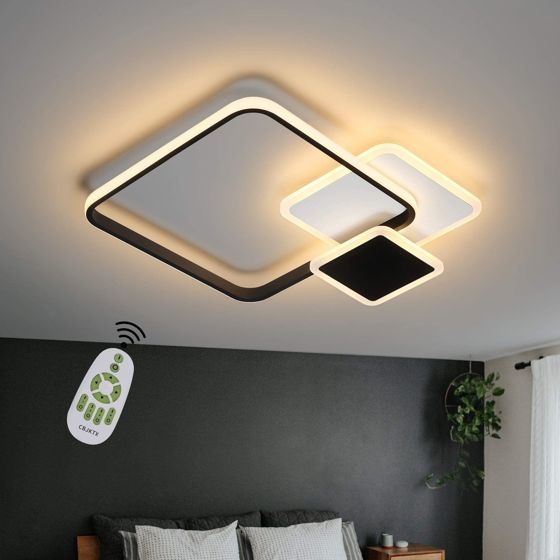 NETTLIFE LED - kattovalaisin 45*41cm, 46W, 3000K -6000K himmennettävä lamppu musta designilla makuuhuoneeseen, toimistoon, keittiöön