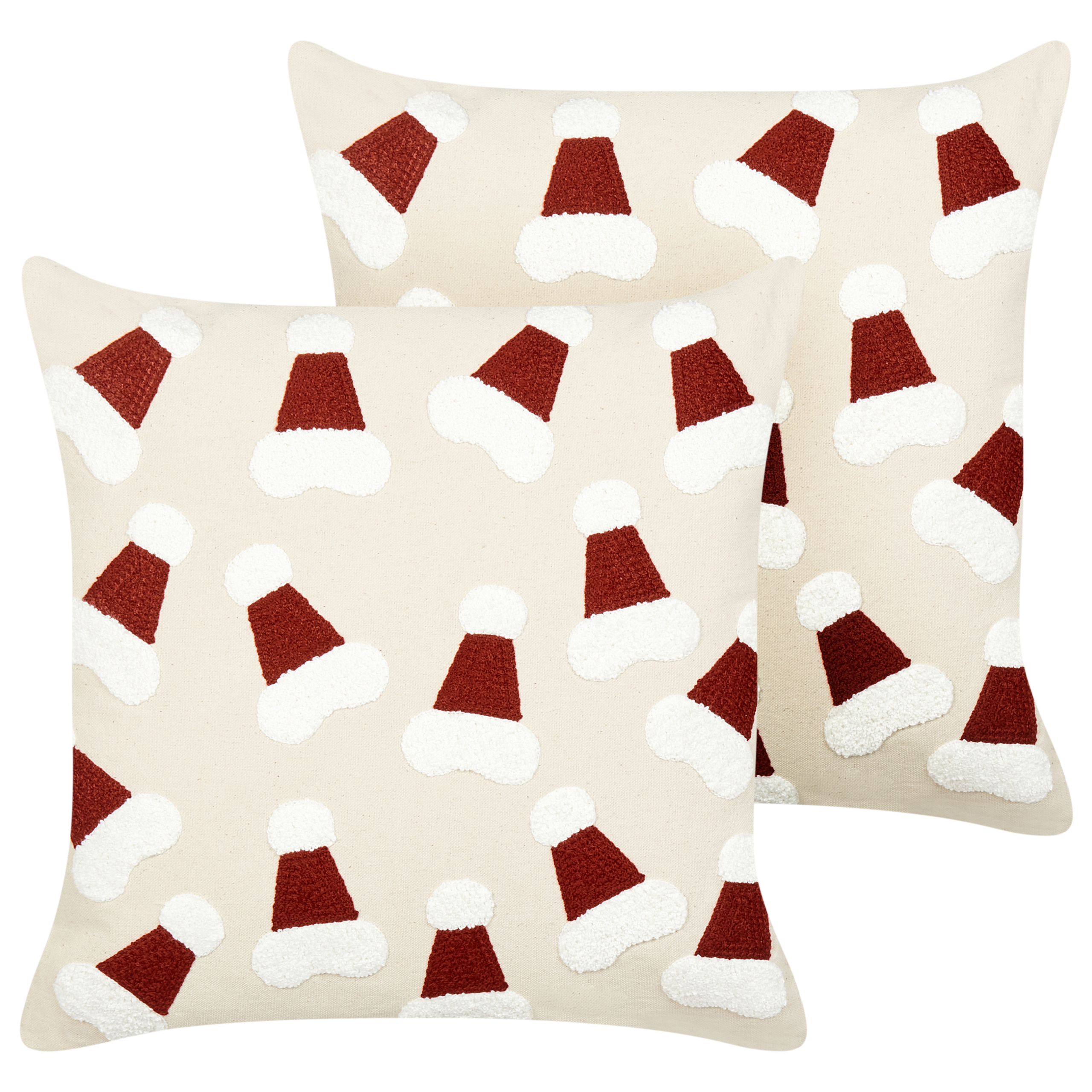 Koristetyynysetti 2 kpl SUGARPLUM puuvilla 45 x 45 cm Vaaleanbeige Joulukuvio