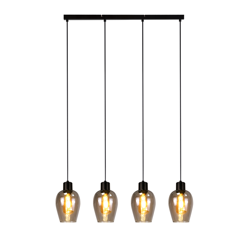 NETTLIFE Musta ruokapöydän riippuvalaisin Savustettuun vintage-lasiin E27 lamppu keittiöön tai makuuhuoneeseen ilman valonlähdettä