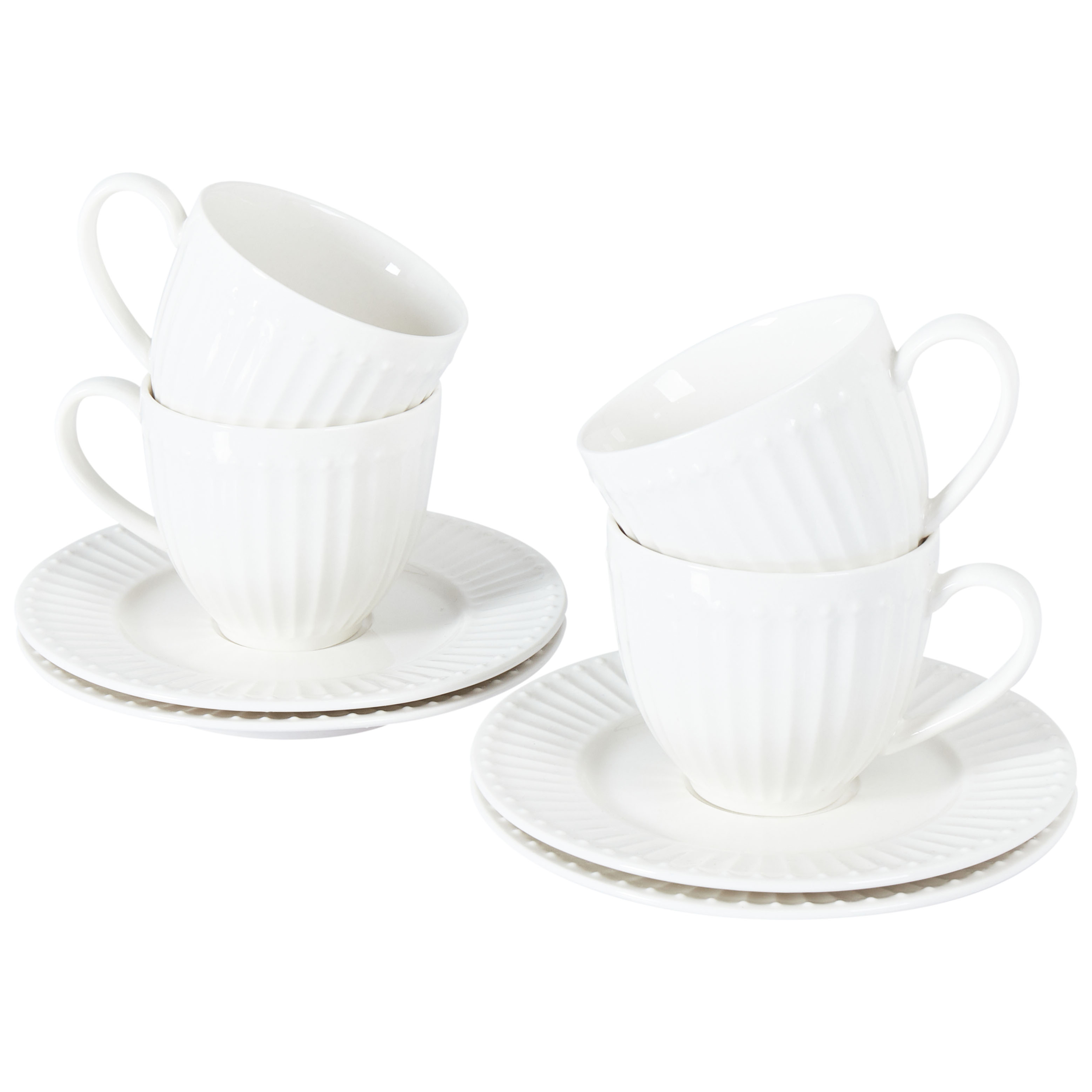 Kuppi- ja asettisetti 4 kpl COWSLIP posliini Valkoinen