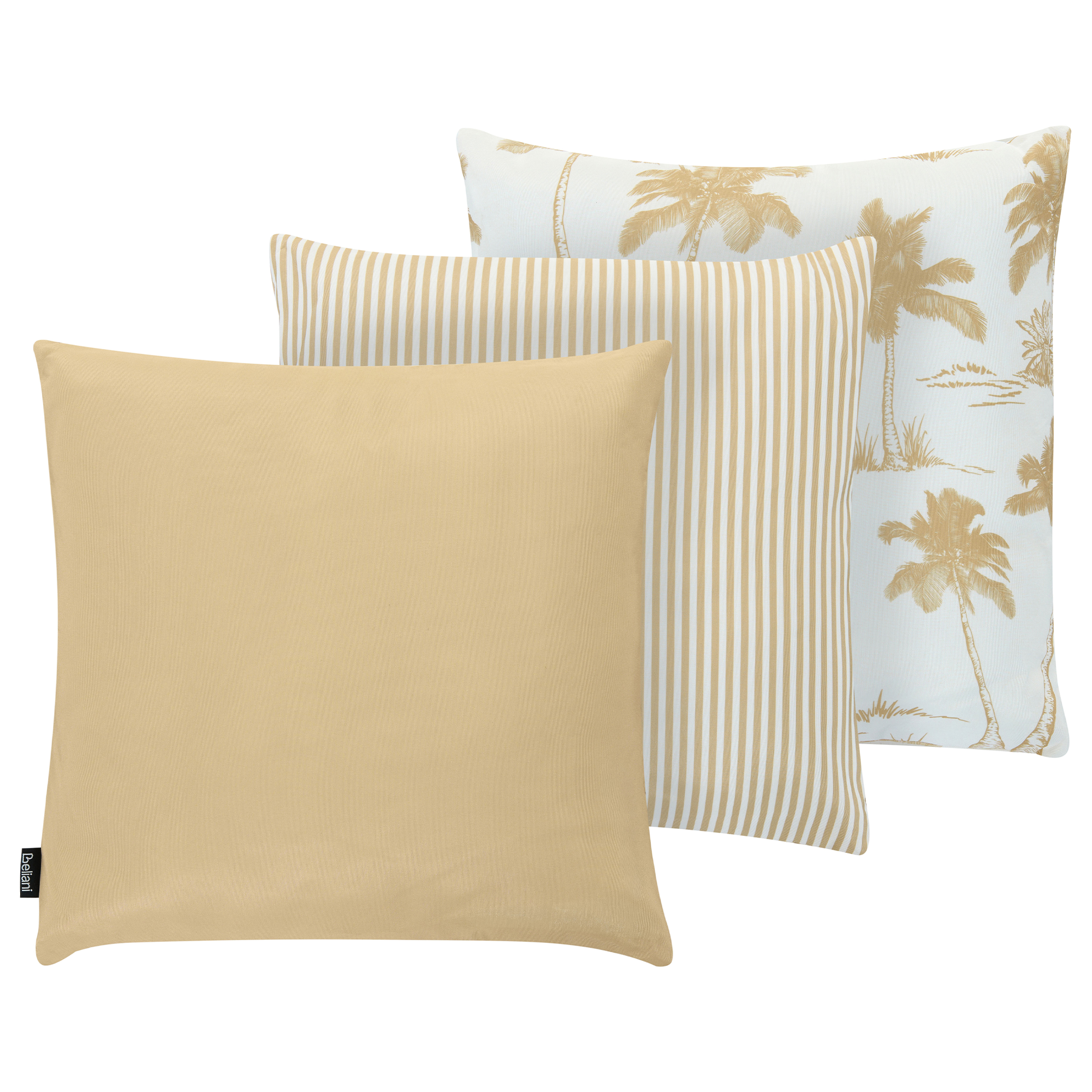 Ulkotyynysetti 3 kpl ARUM Kasvikuvio 45 x 45 cm Beige/valkoinen