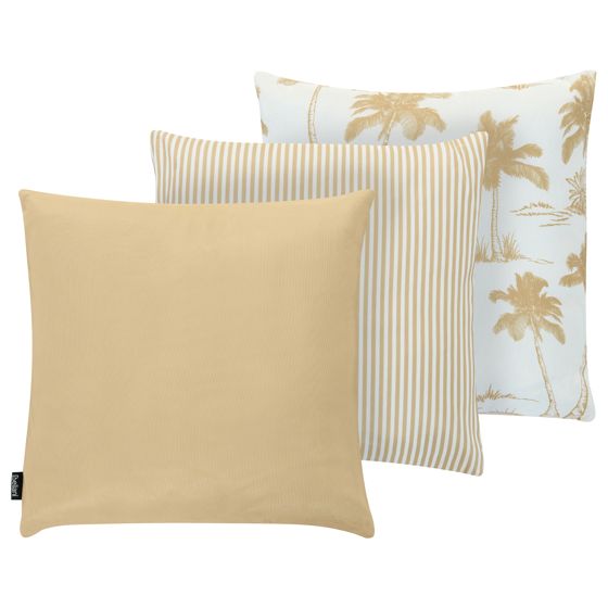 Ulkotyynysetti 3 kpl ARUM Kasvikuvio 45 x 45 cm Beige/valkoinen