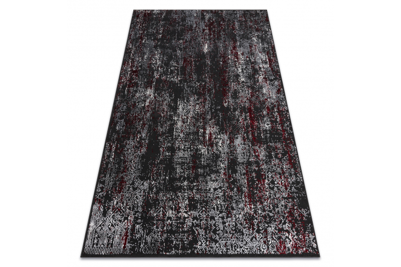 Matto VINCI 1524 moderni Ornamentti vintage pesty - Rakenteellinen antrasiitti / punainen 80x150 cm