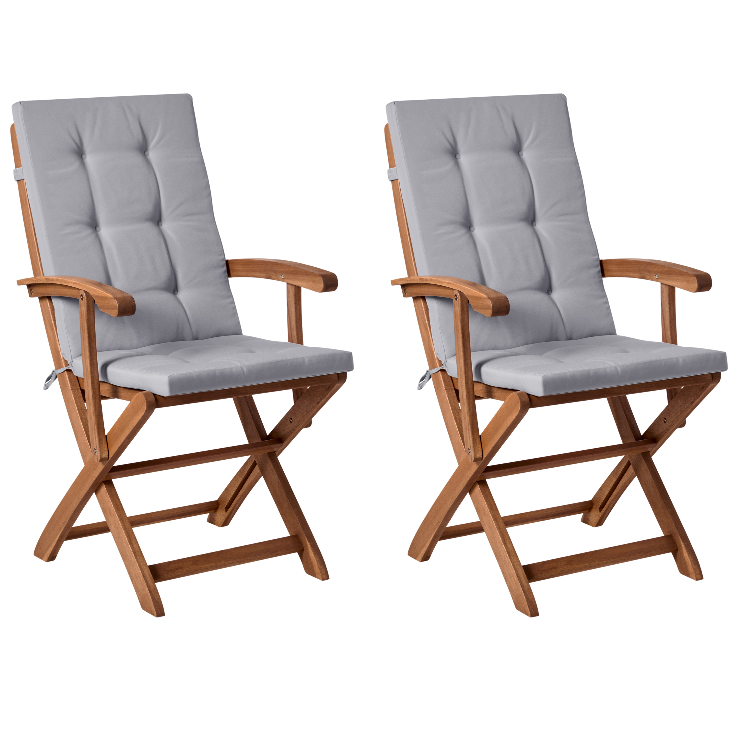 Puutarhatuolisetti pehmusteilla 2 kpl MAUI PREMIUM akaasia Vaaleanharmaa