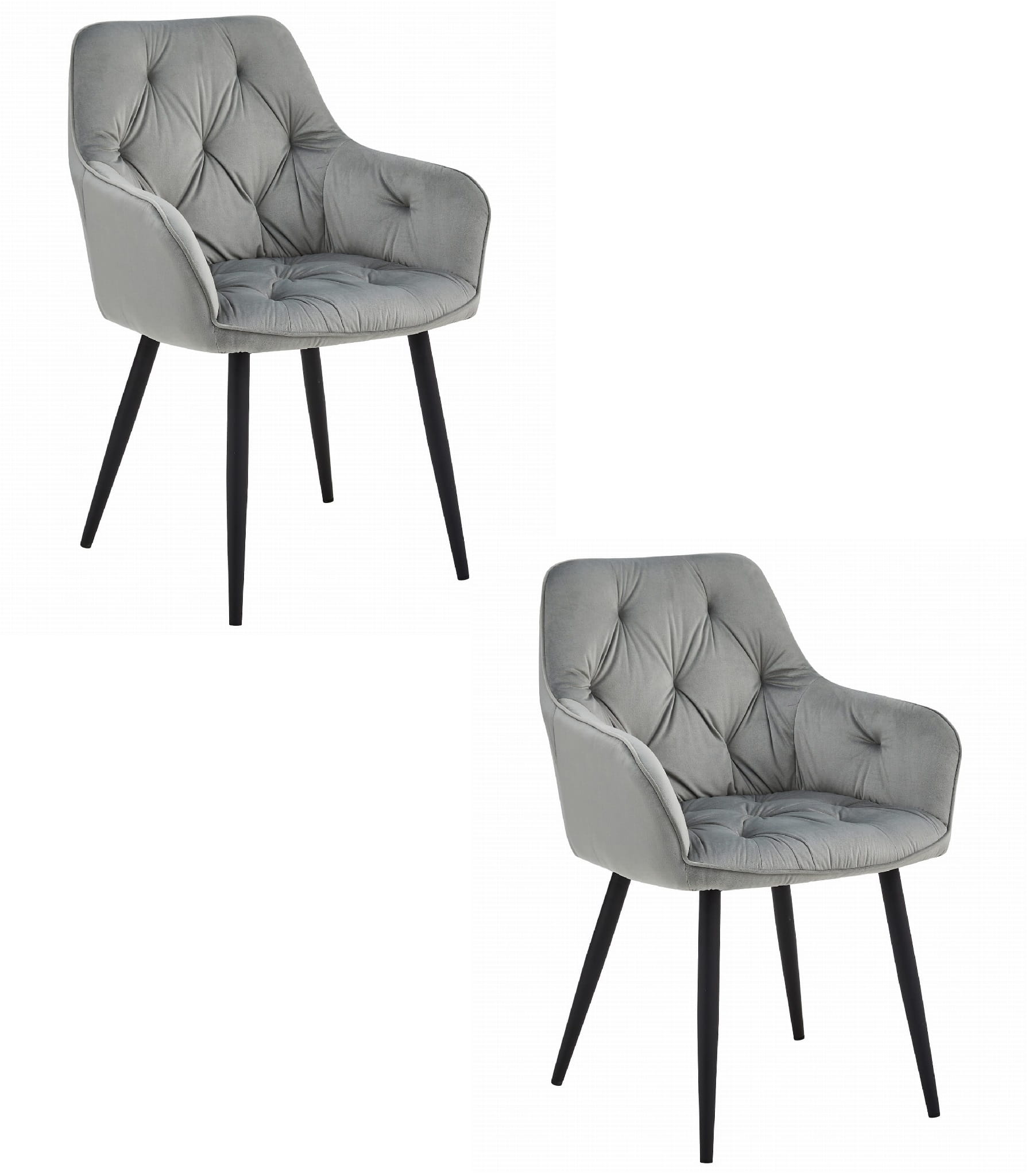 JORK-tuoli, hopeanharmaa samettiverhoilu, mustat jalat (2 kpl)