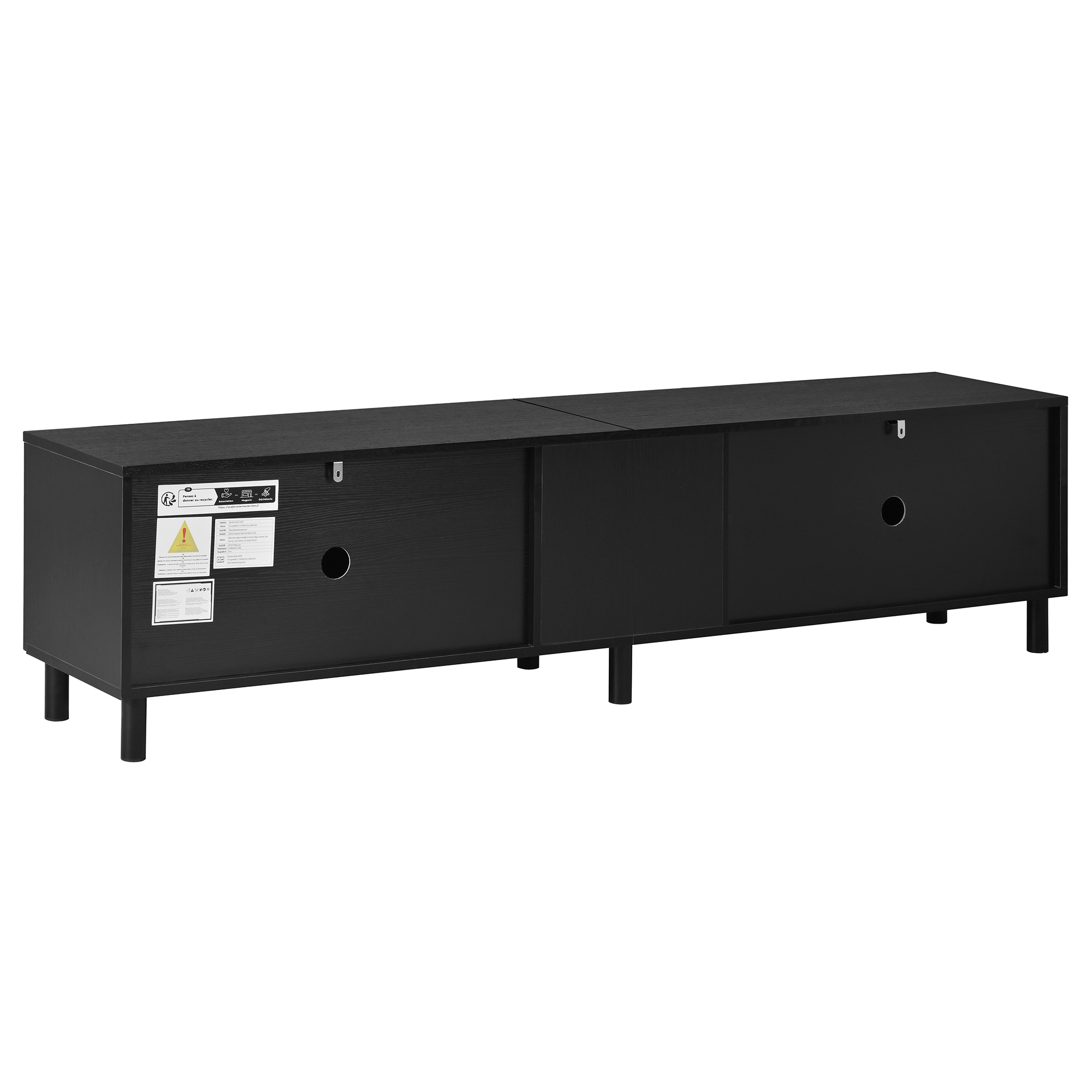 TV-taso 180x38x45 cm musta MDF säilytyksellä ja metallijalat