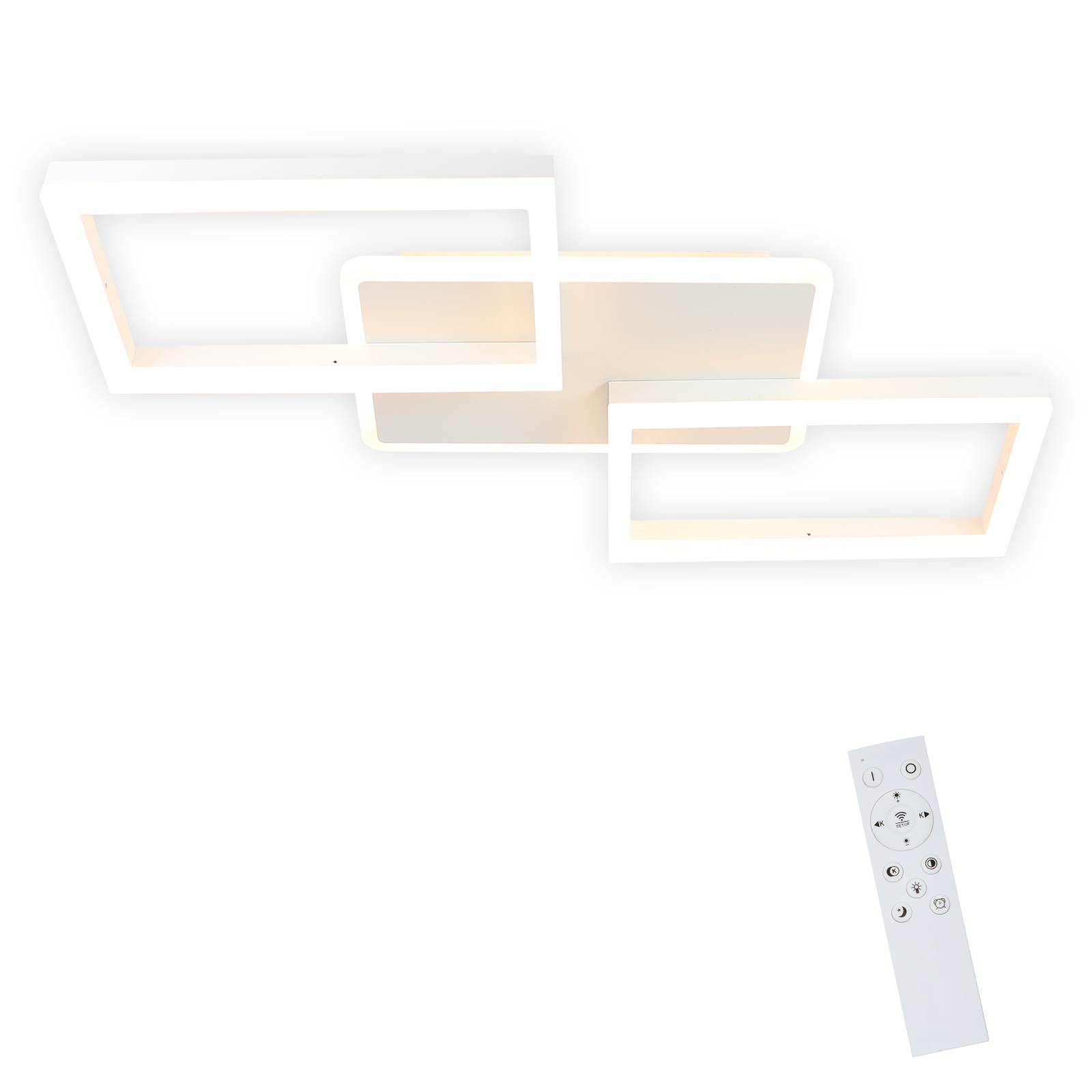 NETTLIFE LED-kattovalaisin, 48 W, himmennettävä olohuoneenValaisinKaukosäätimellä, moderni muotoilu, makuuhuone valkoinenKeittiöönKäytävään