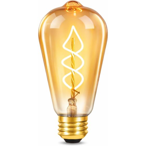 NETTLIFE 1 kpl Edison E27 LED vintage Koristeellinen retrolamppu 4W Spiraalihehkulanka LED ST64 2200K