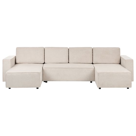 U-kulmavuodesohva VATNE kangas Vaaleanbeige säilytystila 4-istuttava