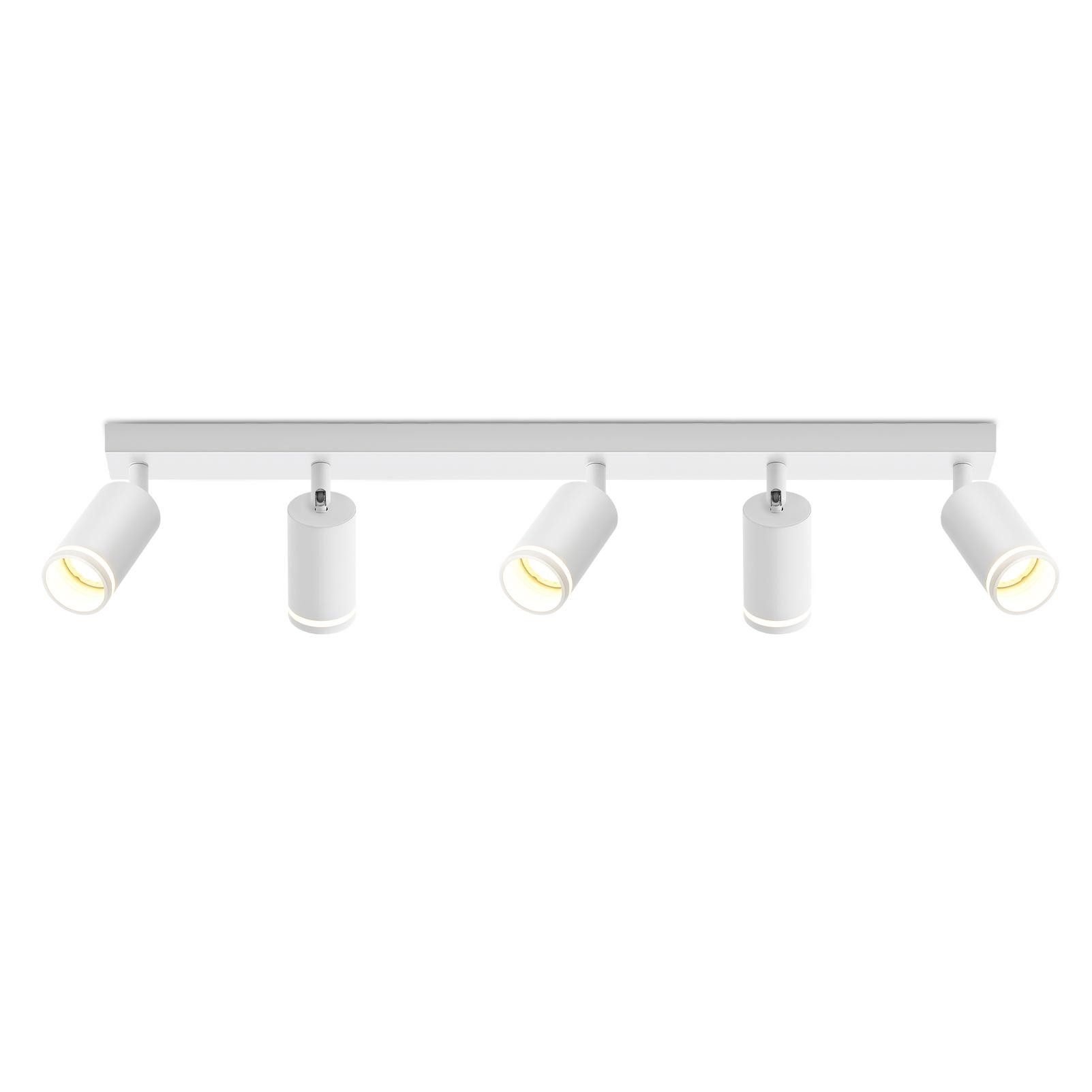 NETTLIFE Moderni 5- kohdevalaisin kattoon: Valkoinen GU10- kohdevalaisin, 355° kääntyvä, metalliset sisävalot keittiöön ilman polttimoa