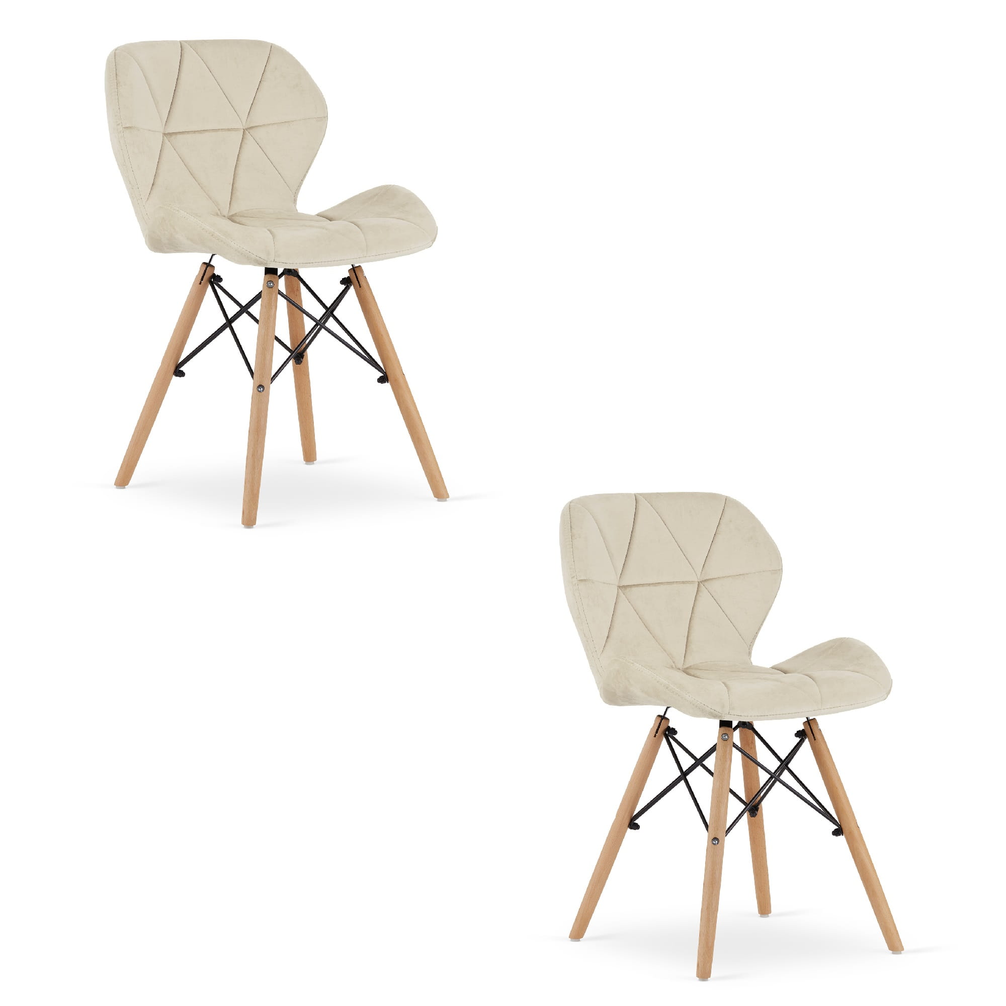 LAGO Samettinen tuoli - beige x 2