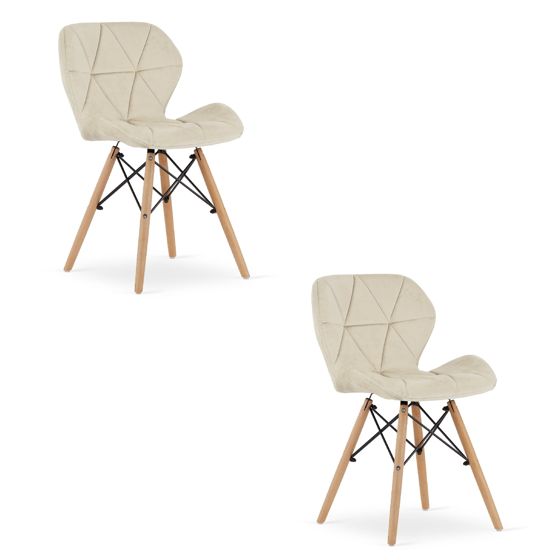 LAGO Samettinen tuoli - beige x 2