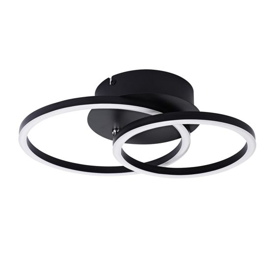 NETTLIFE LED - kattovalaisin Kattovalaisin, 24W, moderni, muotoilu, pyöreä, lämmin Valkoinen, 3000K, musta, 2 rengasta