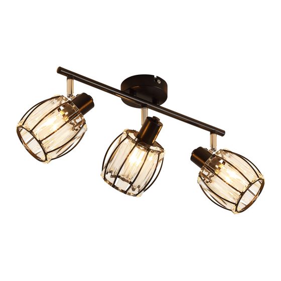 NETTLIFE kattovalaisin kohdevalaisimella, 3 liekkiä, retro E14 - kattovalaisin, kristallivarjostin, hotelli