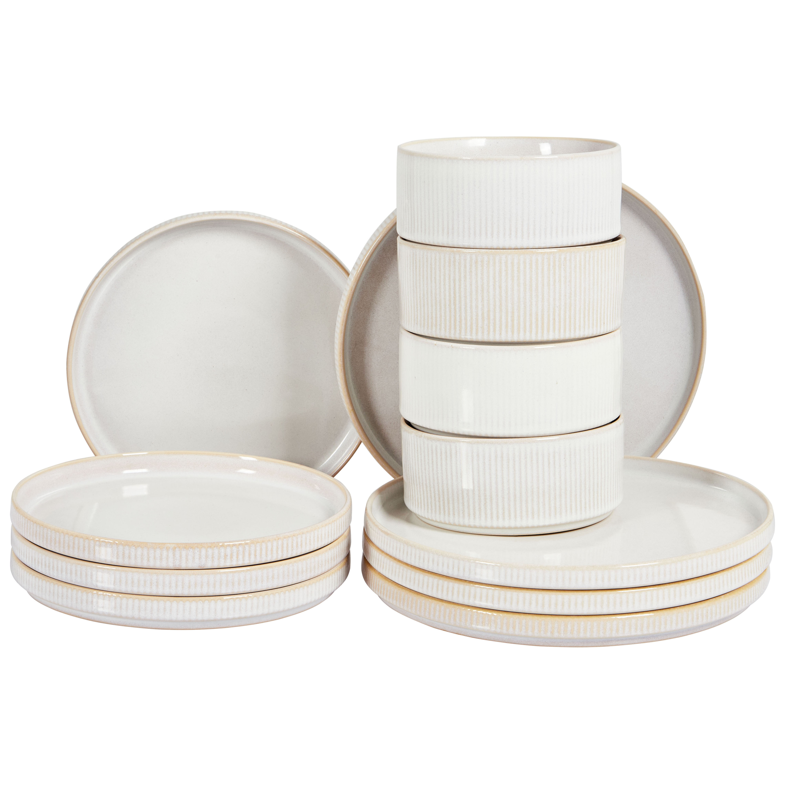 Astiasto 12 osaa SPIKENARD kivitavara Luonnonvalkoinen