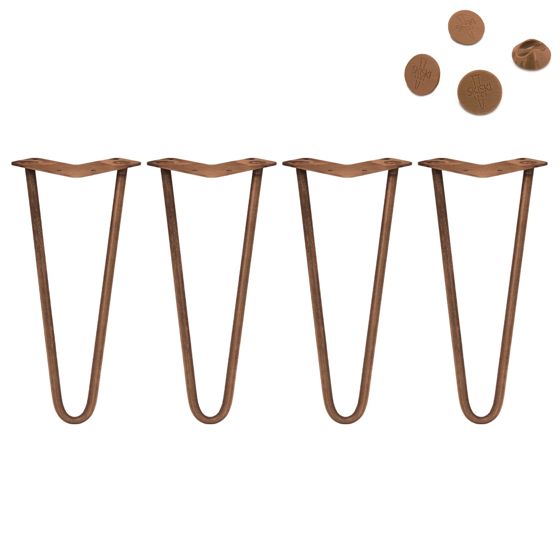 4 x 12" hiusneulan jalat - 2 piikkiä - 12 mm - antiikkikupari