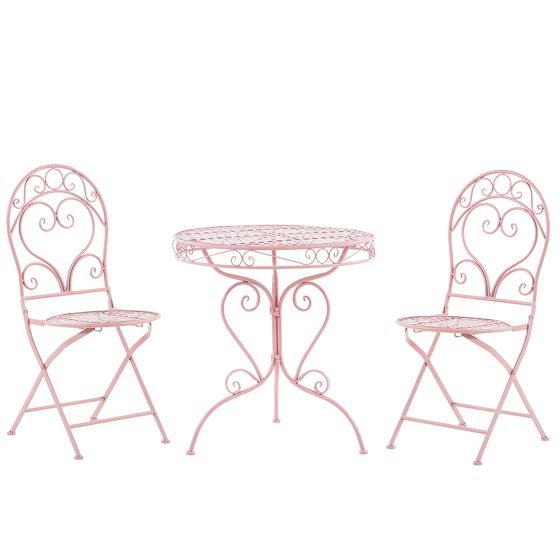 Bistrosetti taitettava ALBINIA metalli Vaaleanpunainen