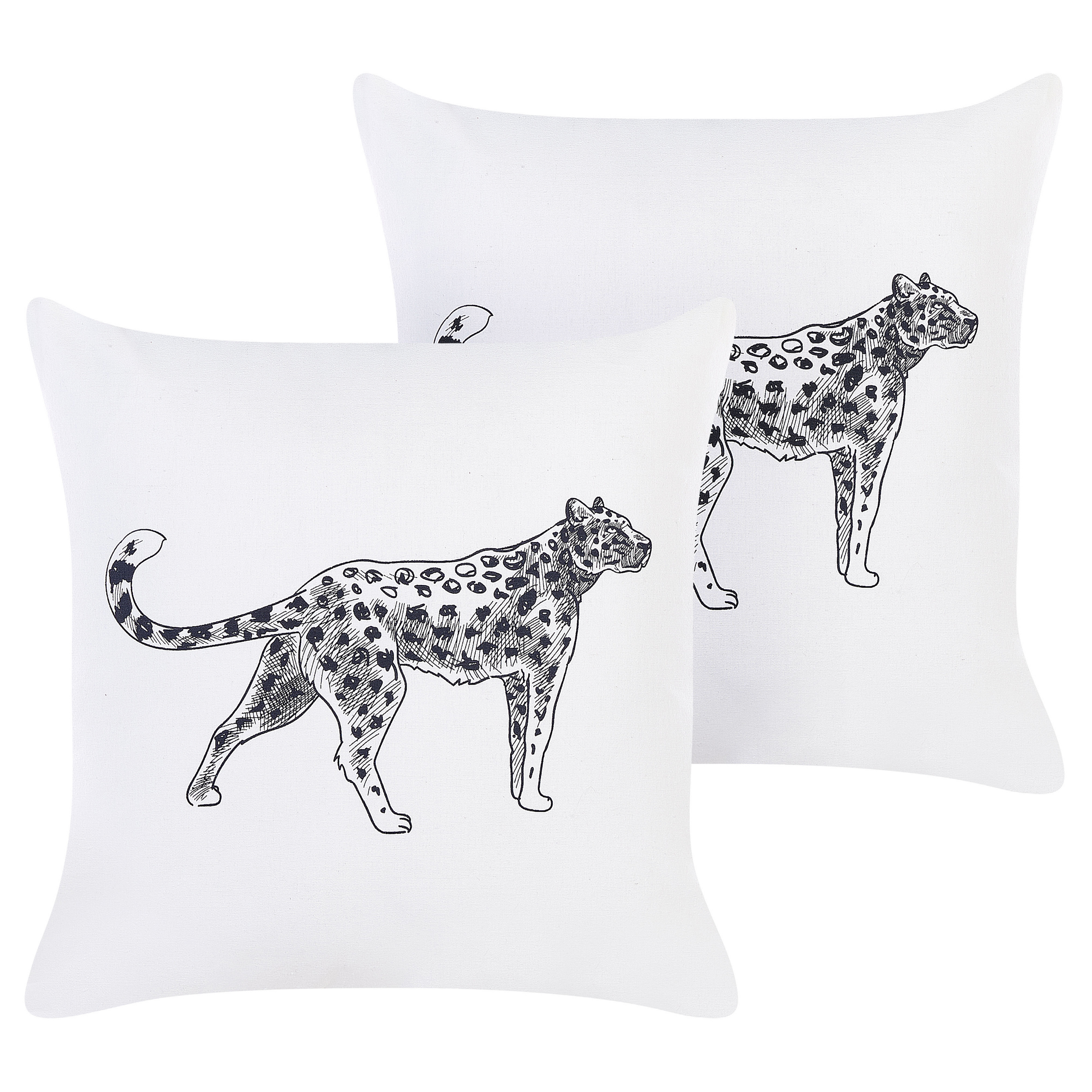Koristetyynysetti 2 kpl MARULA 45 x 45 cm Puuvilla Valkoinen Eläinkuvio