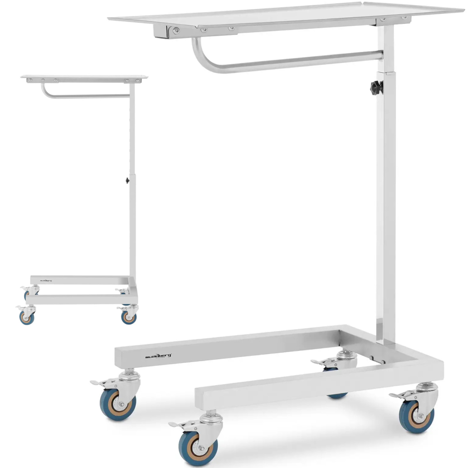 Pöytä, instrumenttikärry, hoitoavustaja, säädettävä, TERÄS 60 x 40 cm