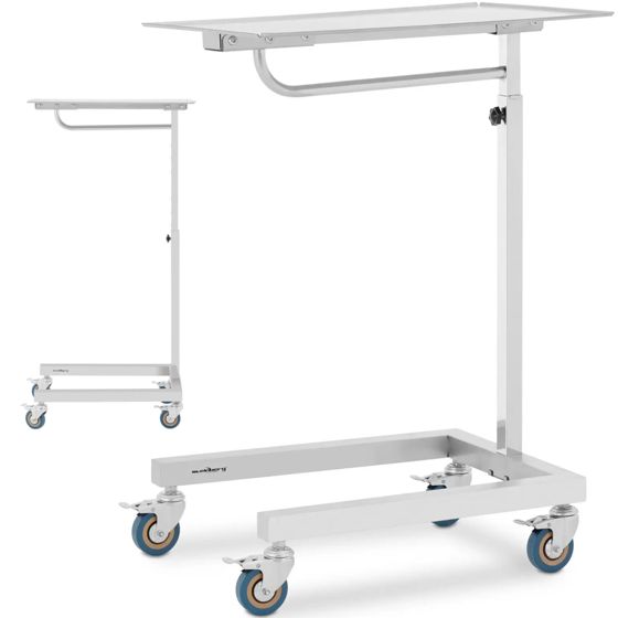 Pöytä, instrumenttikärry, hoitoavustaja, säädettävä, TERÄS 60 x 40 cm