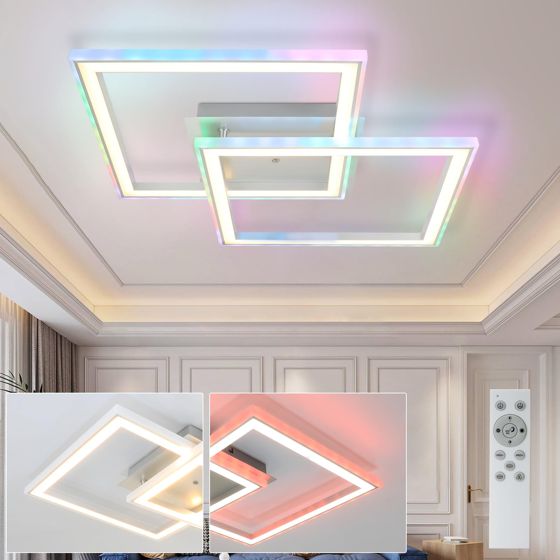ZMH Whonzimmer LED-kattovalaisin, himmennettävä makuuhuonevalaisin RGB-kaukosäätimellä