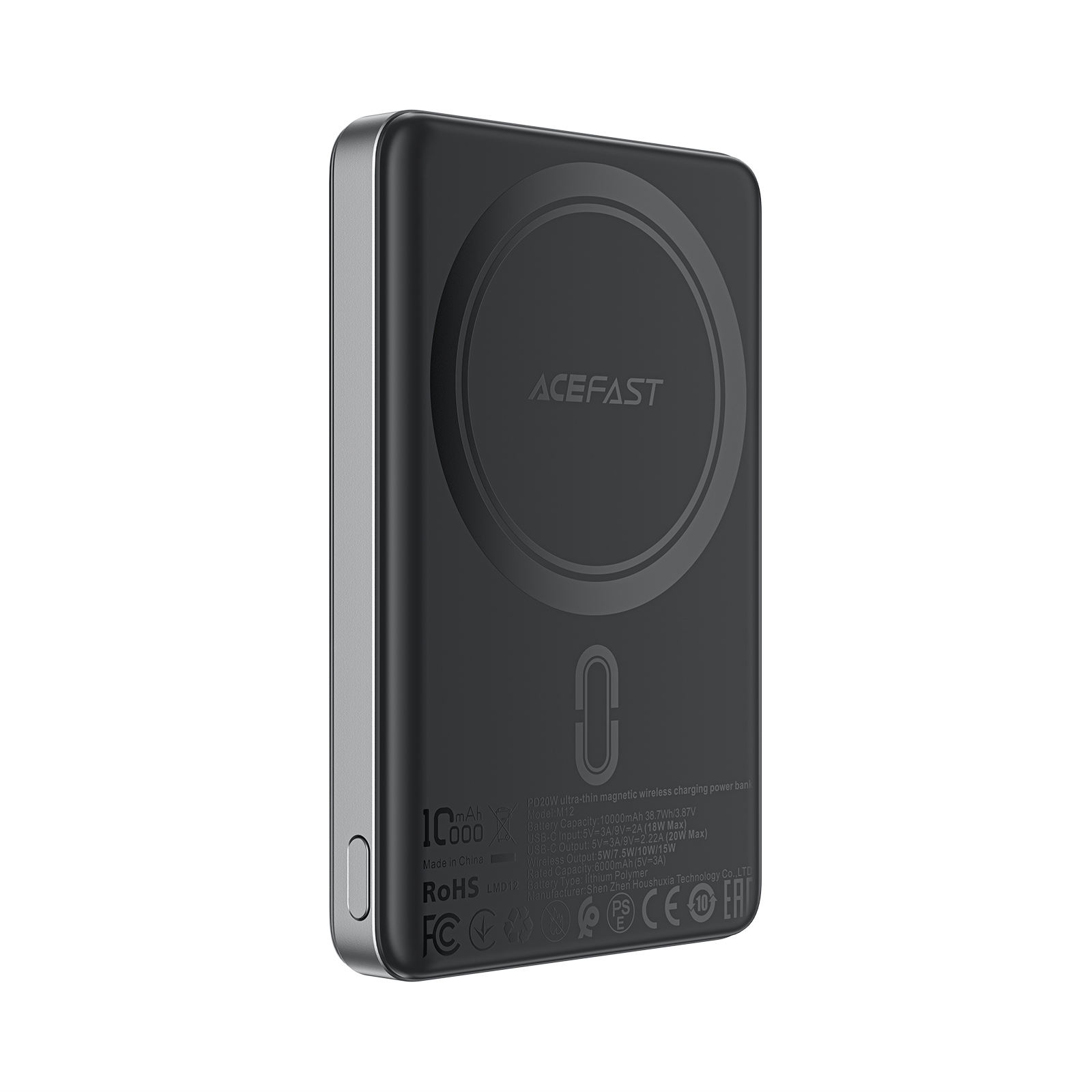 Magneettinen varavirtalähde 10000mAh PD20W MagSafe Ultra Thin - Musta