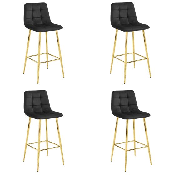 ARCETO-baarijakkara, musta sametti, kultaiset jalat (4 kpl)