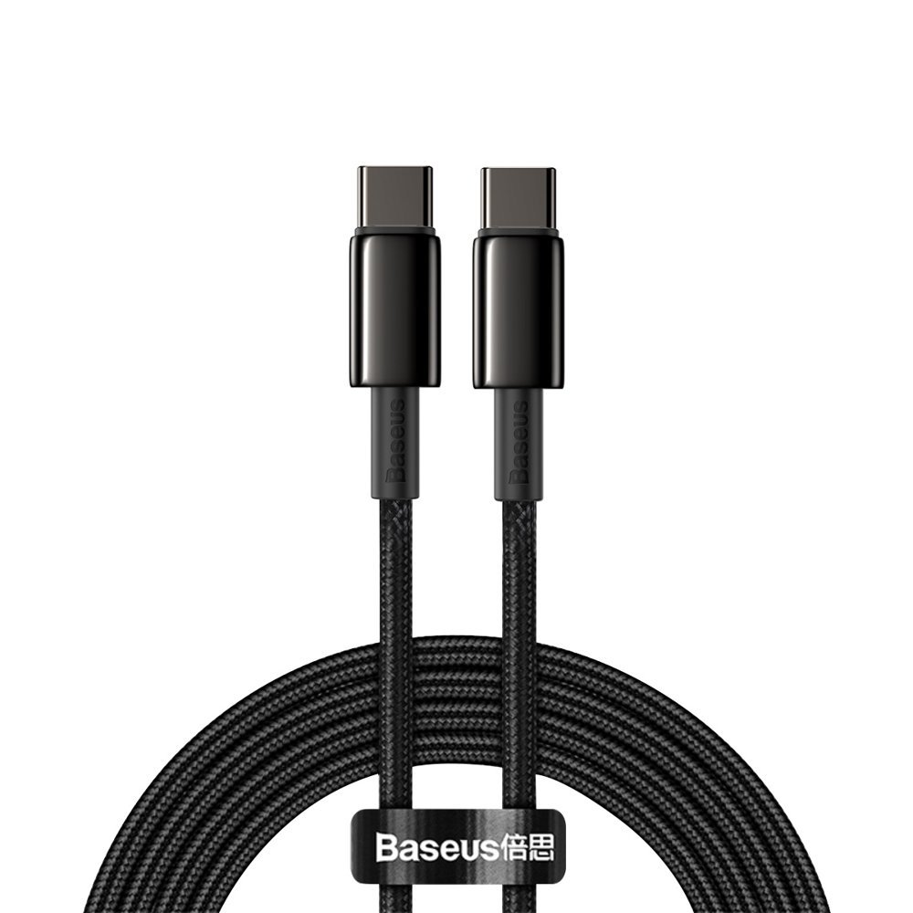 USB-C - USB-C pikalatauskaapeli 100W 2m - kokomusta