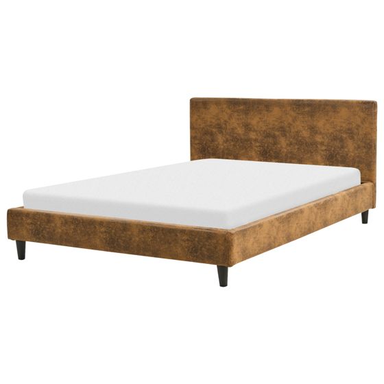 Sänky keinonahka FITOU 140 x 200 cm Ruskea