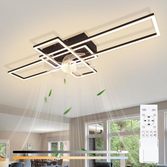 ZMH Moderni 94 cm LED-kattotuuletin, jossa 6 nopeutta, säädettävä teho, kaukosäädin ja ajastin olohuoneeseen, ruokailuhuoneeseen ja makuuhuoneeseen