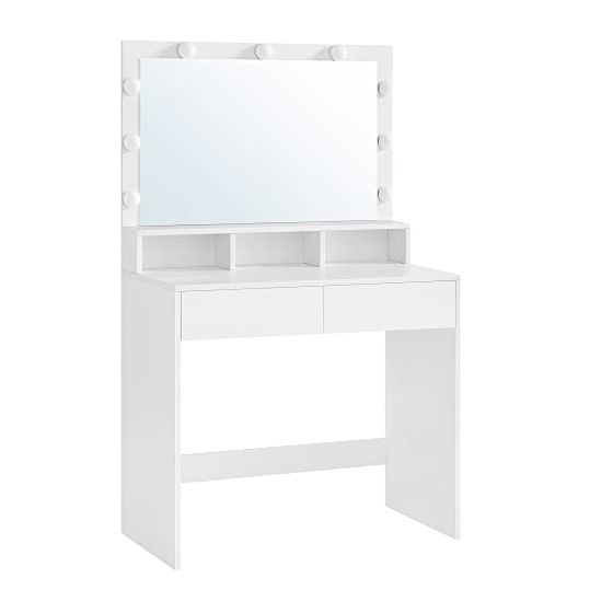 Kampauspöytä RDT120T10 peilillä, 2 laatikkoa, valkoinen