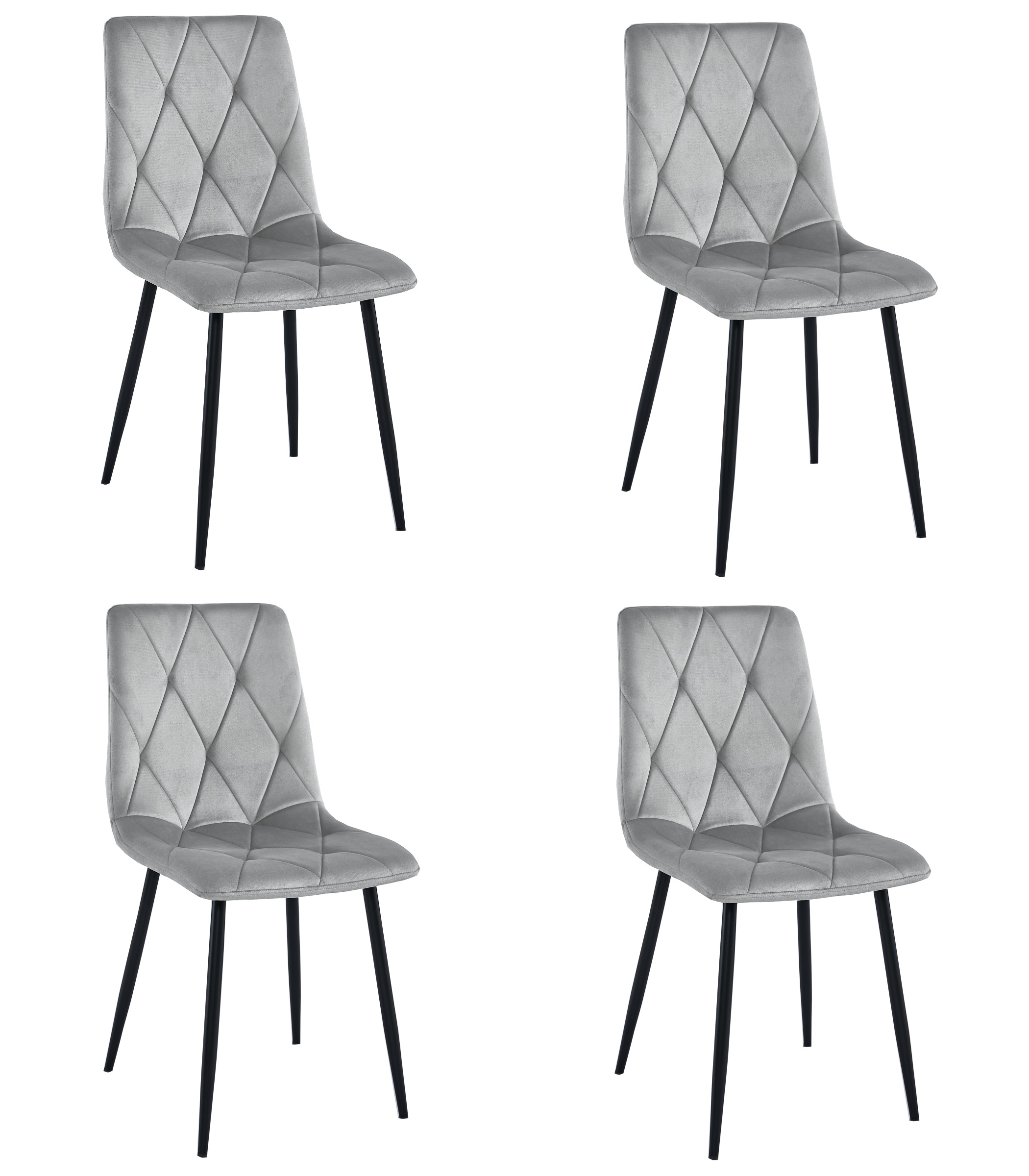 LIBRA-tuoli, hopeanharmaa sametti, mustat jalat (4 kpl)