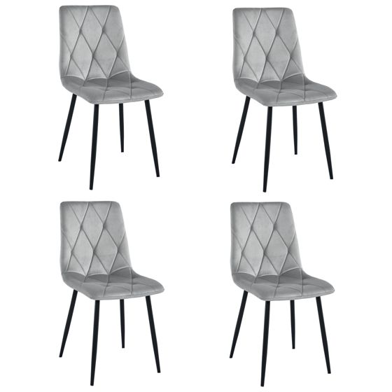 LIBRA-tuoli, hopeanharmaa sametti, mustat jalat (4 kpl)