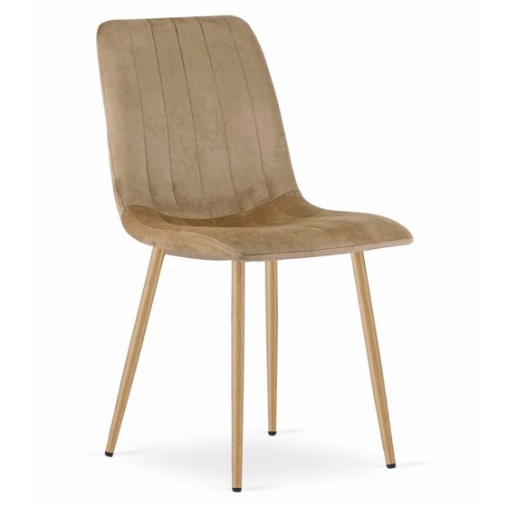 Tuoli - Leobert - LAVA - sametti ruskea/puujalat - 45x55x86 cm - setti 4 kpl