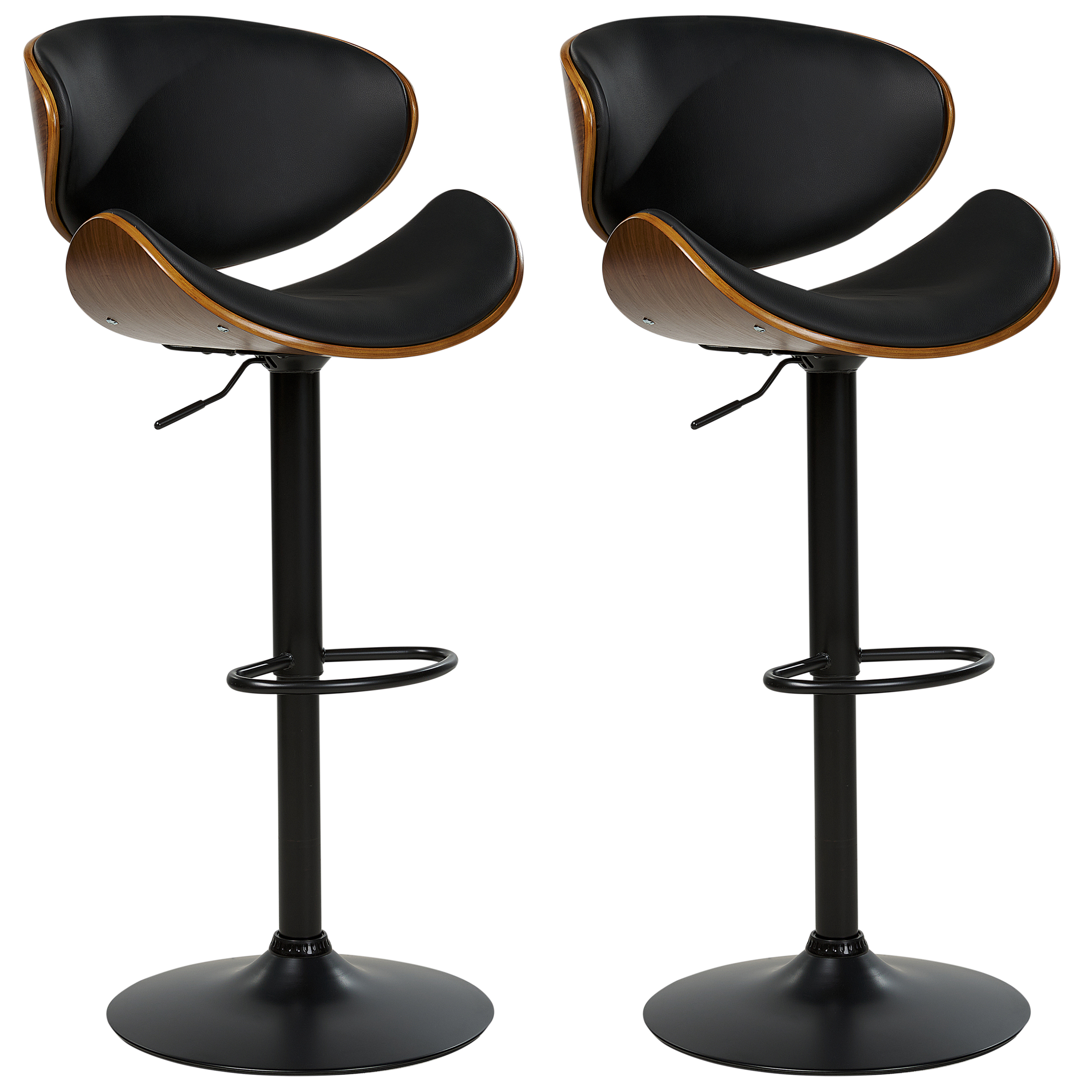 Baarituolisetti 2 kpl ROTTERDAM II keinonahka pyörivä Musta