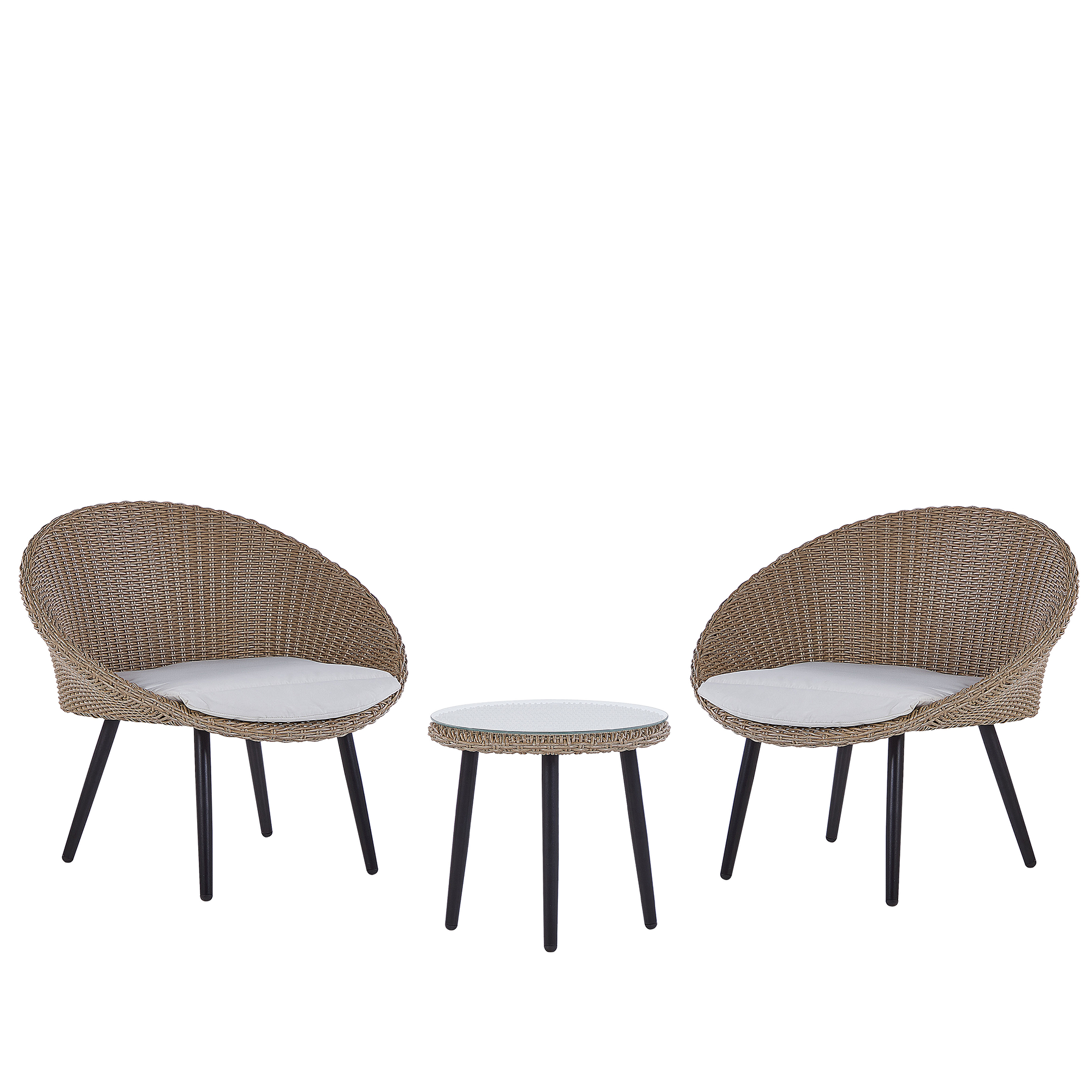 Bistrosetti tyynyillä ORTIGIA polyrottinki Vaaleanbeige Beige