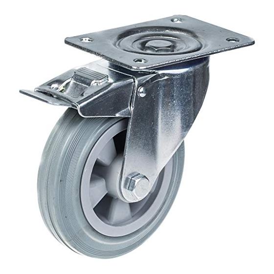 160mm 6" pyöräteline harmaalla kumirenkaalla ja jarrulla varustettu kääntöpyörä, jonka kantavuus on vahva 135kg.